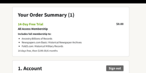 Ancestry.com Order Summary