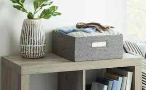 Better Homes Gardens Half Size Fabric Storage Bin 2 Pack Gray