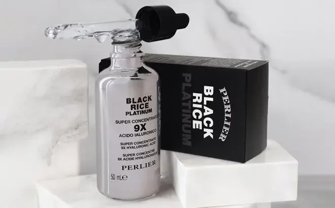 Perlier Jumbo Black Rice Super Concentrate 9x Hyaluronic Acid in the Bathroom